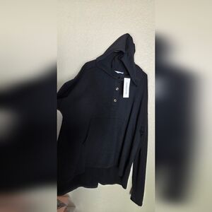 Black Hoodie with Button Details